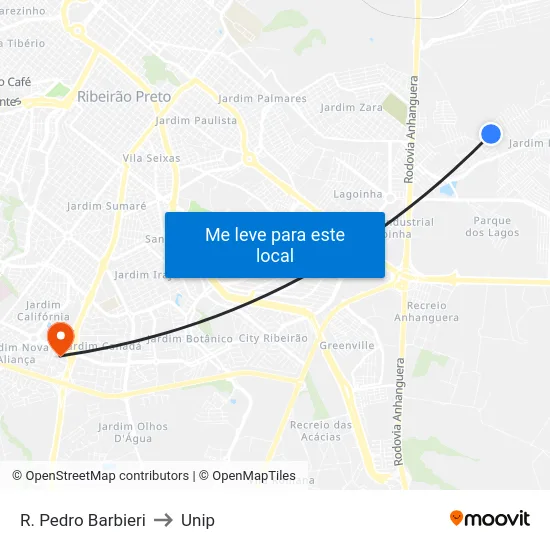 R. Pedro Barbieri to Unip map