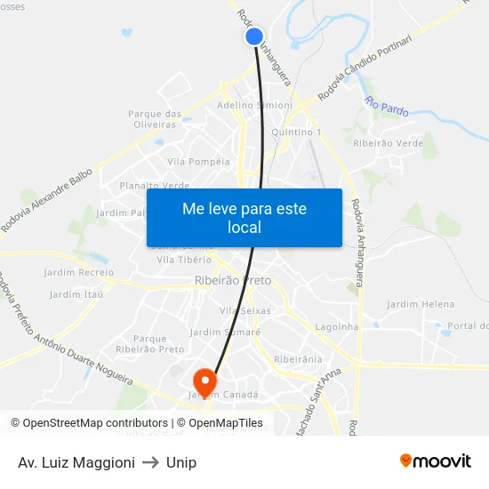 Av. Luiz Maggioni to Unip map