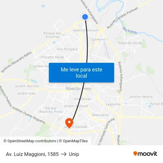 Av. Luiz Maggioni, 1585 to Unip map