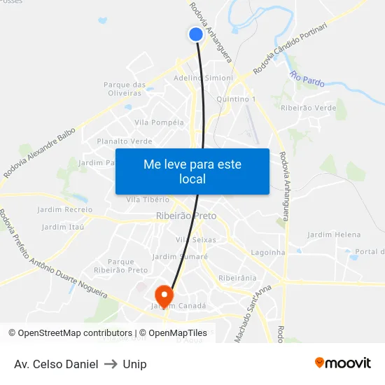 Av. Celso Daniel to Unip map