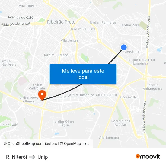 R. Niterói to Unip map