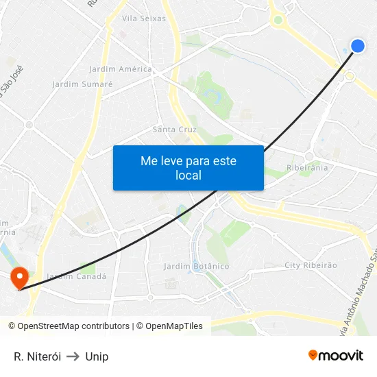 R. Niterói to Unip map