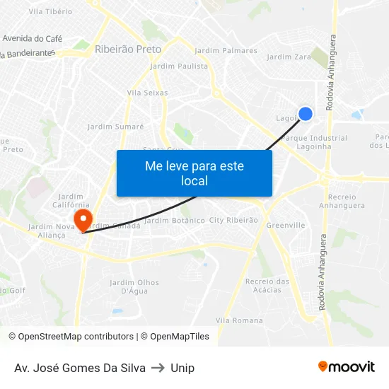 Av. José Gomes Da Silva to Unip map