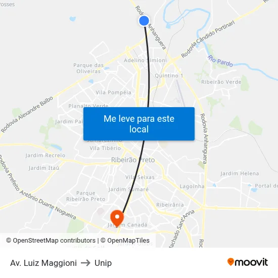 Av. Luiz Maggioni to Unip map