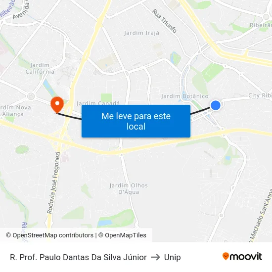 R. Prof. Paulo Dantas Da Silva Júnior to Unip map