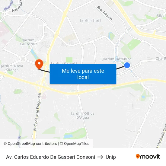 Av. Carlos Eduardo De Gasperi Consoni to Unip map