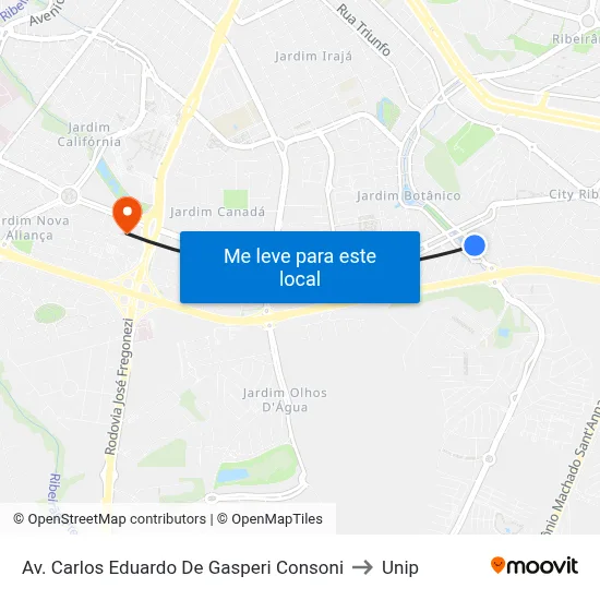 Av. Carlos Eduardo De Gasperi Consoni to Unip map