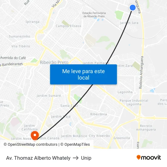 Av. Thomaz Alberto Whately to Unip map