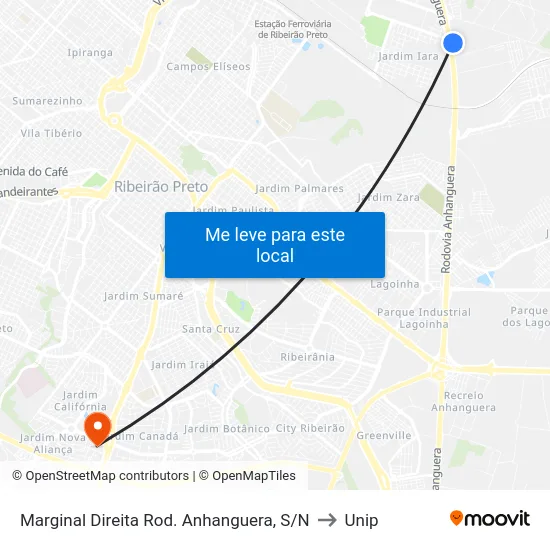 Marginal Direita Rod. Anhanguera, S/N to Unip map