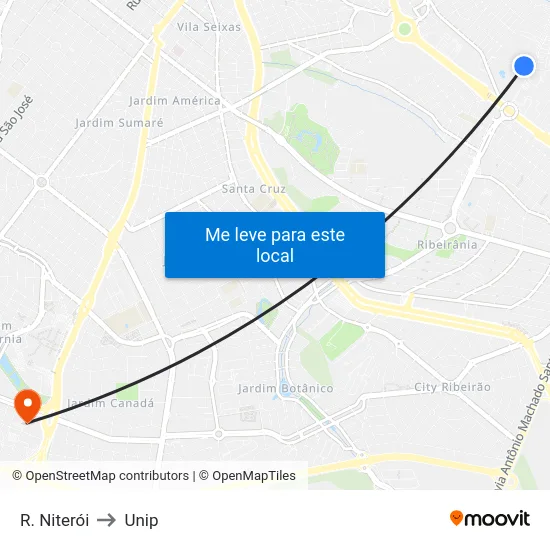 R. Niterói to Unip map