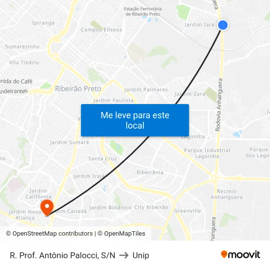 R. Prof. Antônio Palocci, S/N to Unip map