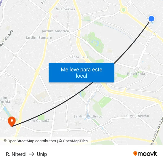 R. Niterói to Unip map