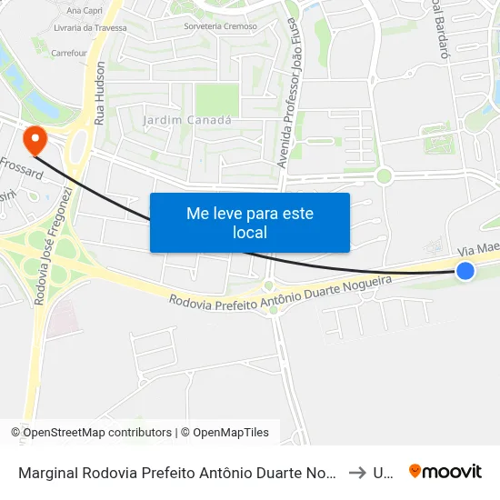 Marginal Rodovia Prefeito Antônio Duarte Nogueira to Unip map