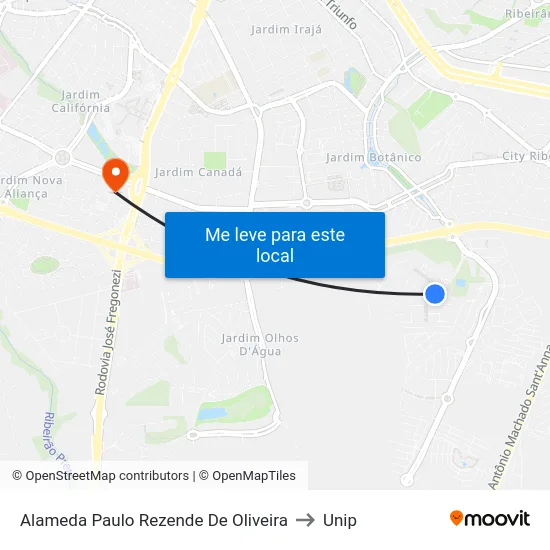 Alameda Paulo Rezende De Oliveira to Unip map