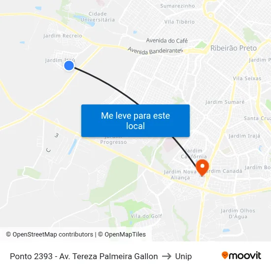 Ponto 2393 - Av. Tereza Palmeira Gallon to Unip map