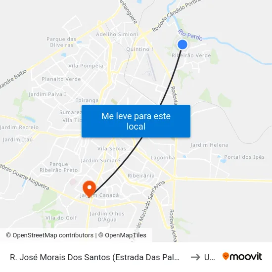 R. José Morais Dos Santos (Estrada Das Palmeiras), 39 to Unip map