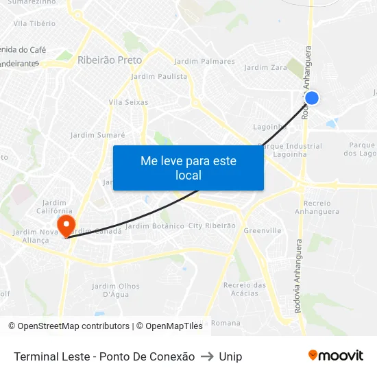 Terminal Leste - Ponto De Conexão to Unip map