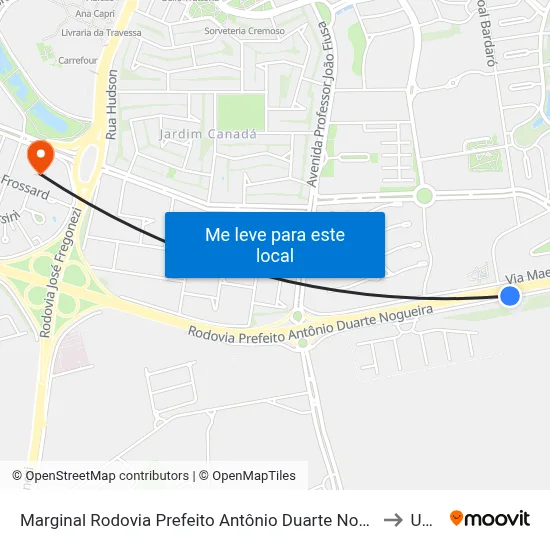 Marginal Rodovia Prefeito Antônio Duarte Nogueira to Unip map