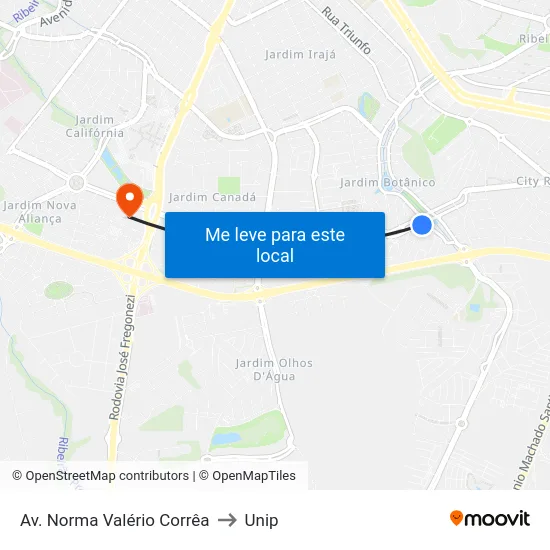 Av. Norma Valério Corrêa to Unip map