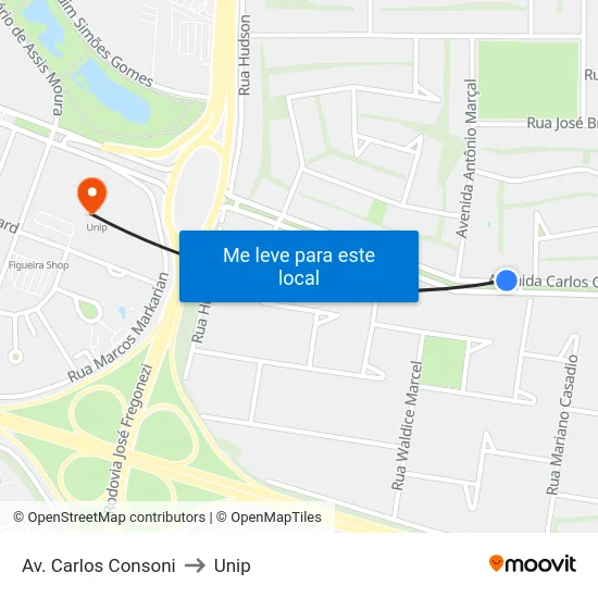 Av. Carlos Consoni to Unip map