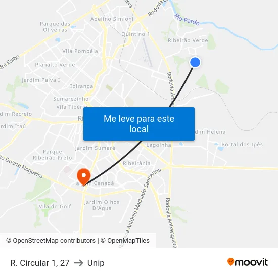 R. Circular 1, 27 to Unip map