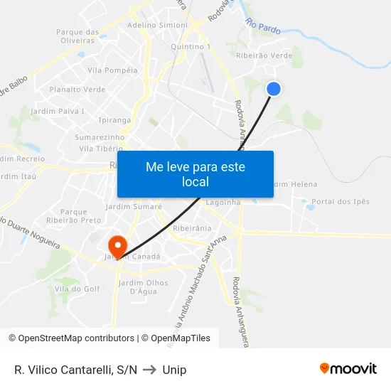 R. Vilico Cantarelli, S/N to Unip map