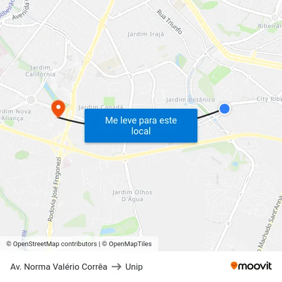 Av. Norma Valério Corrêa to Unip map
