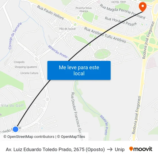 Av. Luiz Eduardo Toledo Prado, 2675 (Oposto) to Unip map