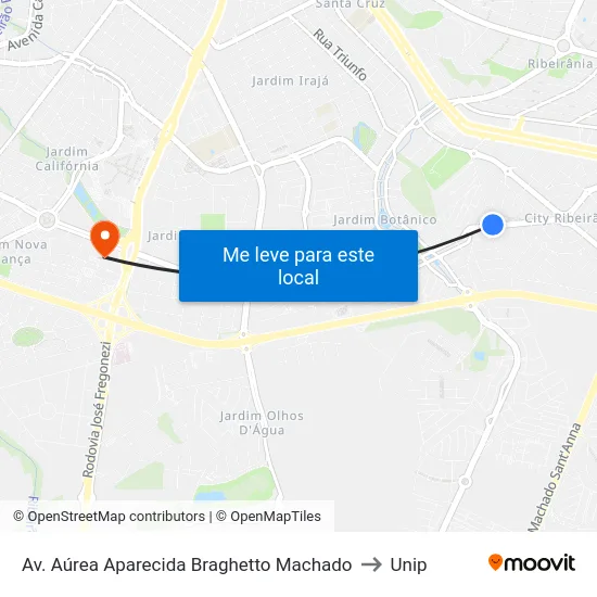 Av. Aúrea Aparecida Braghetto Machado to Unip map