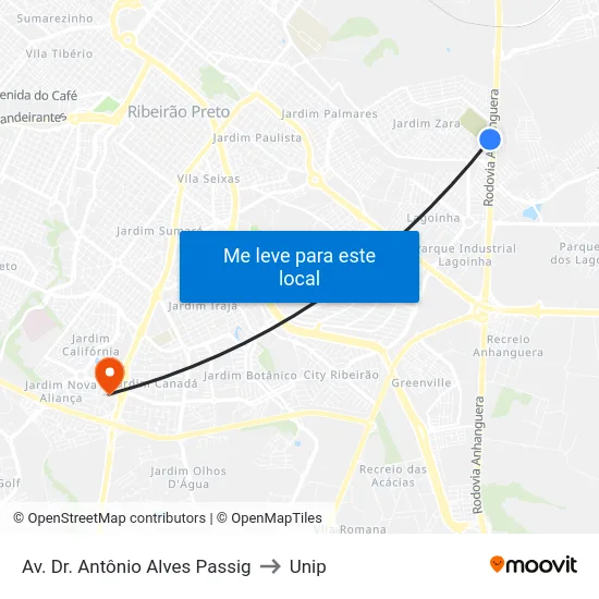 Av. Dr. Antônio Alves Passig to Unip map