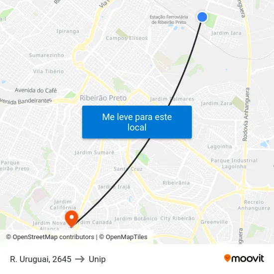 R. Uruguai, 2645 to Unip map