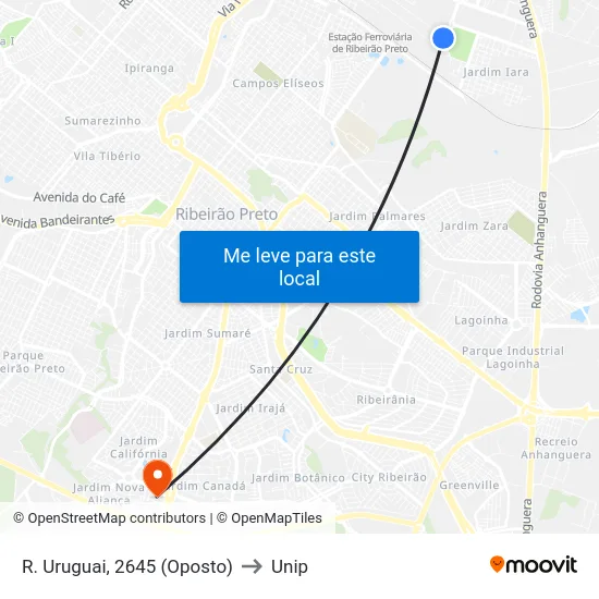 R. Uruguai, 2645 (Oposto) to Unip map