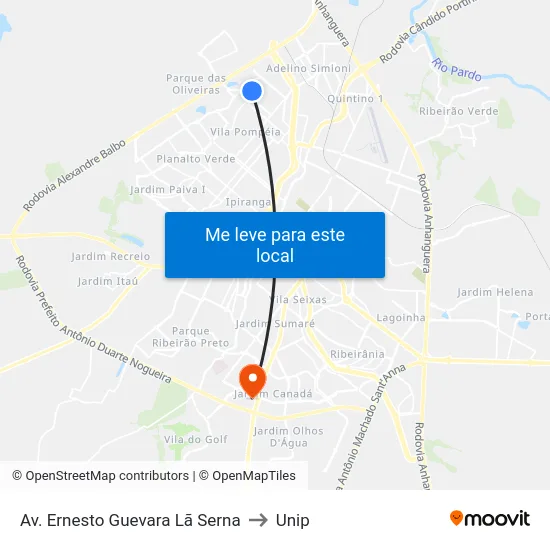 Av. Ernesto Guevara Lã Serna to Unip map