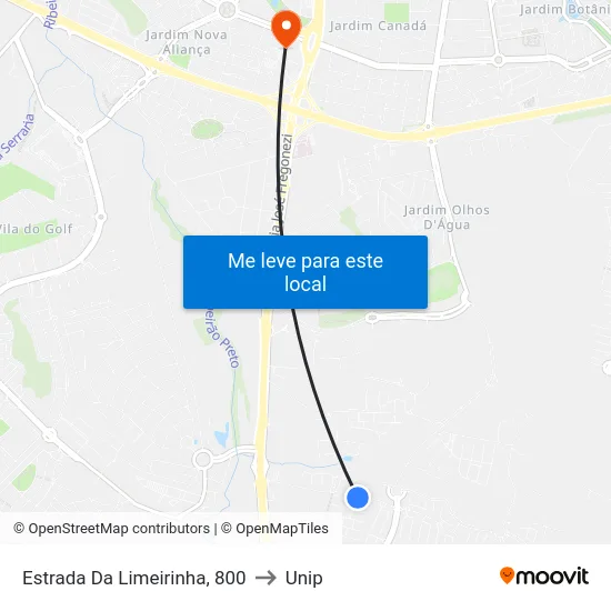 Estrada Da Limeirinha, 800 to Unip map
