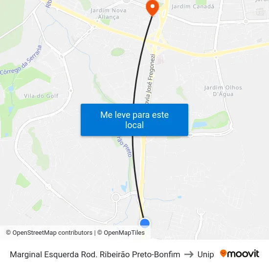 Marginal Esquerda Rod. Ribeirão Preto-Bonfim to Unip map