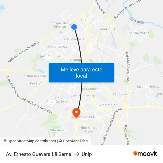 Av. Ernesto Guevara Lã Serna to Unip map