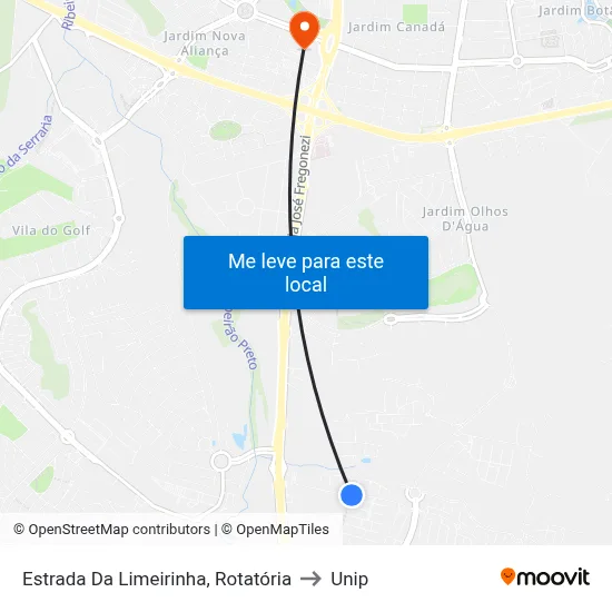 Estrada Da Limeirinha, Rotatória to Unip map