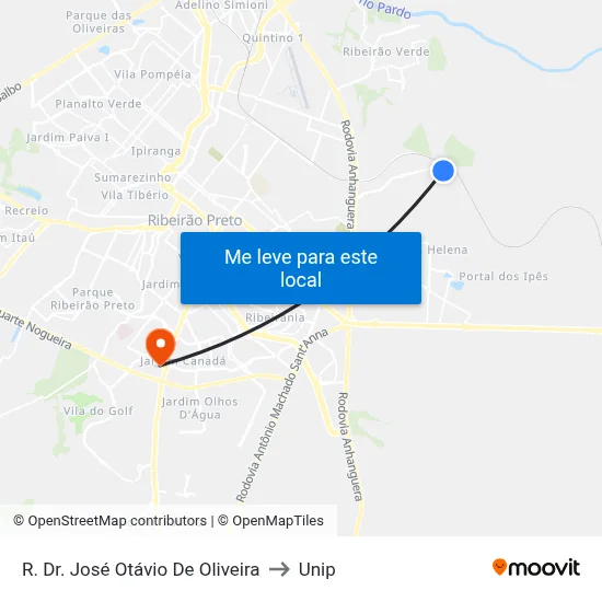 R. Dr. José Otávio De Oliveira to Unip map