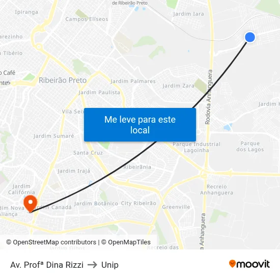 Av. Profª Dina Rizzi to Unip map