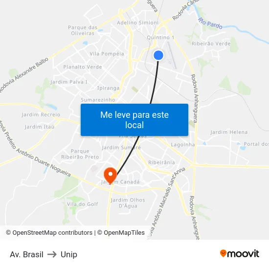 Av. Brasil to Unip map