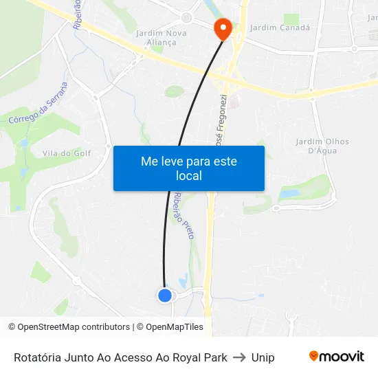 Rotatória Junto Ao Acesso Ao Royal Park to Unip map