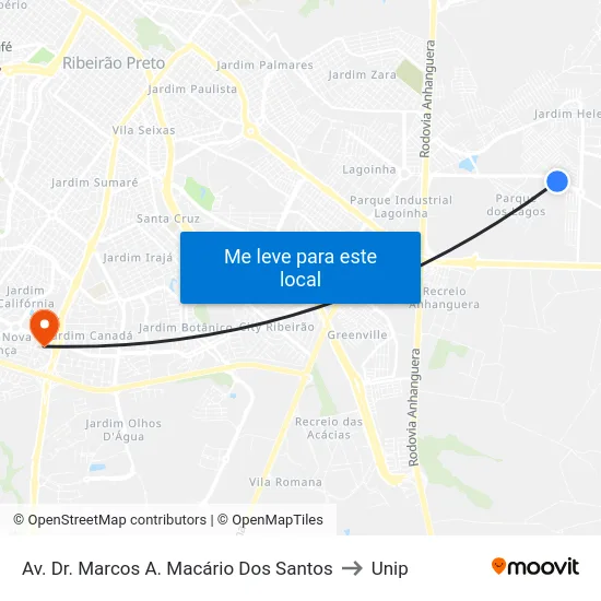 Av. Dr. Marcos A. Macário Dos Santos to Unip map