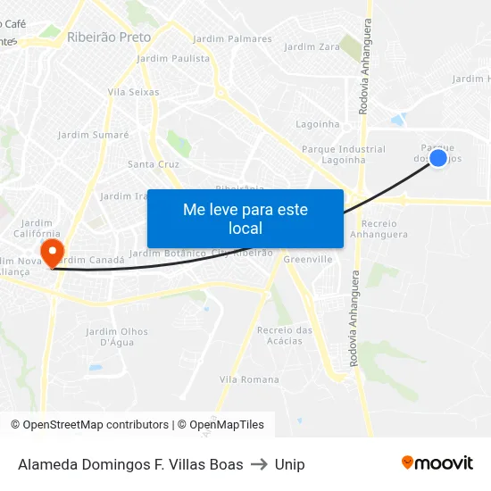Alameda Domingos F. Villas Boas to Unip map