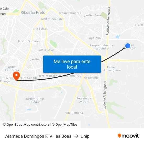 Alameda Domingos F. Villas Boas to Unip map