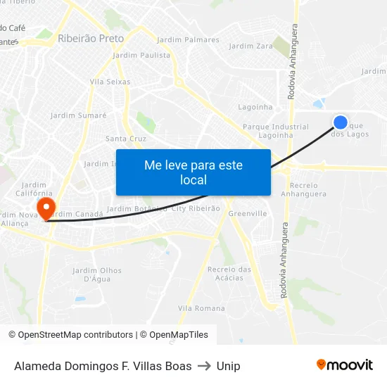 Alameda Domingos F. Villas Boas to Unip map