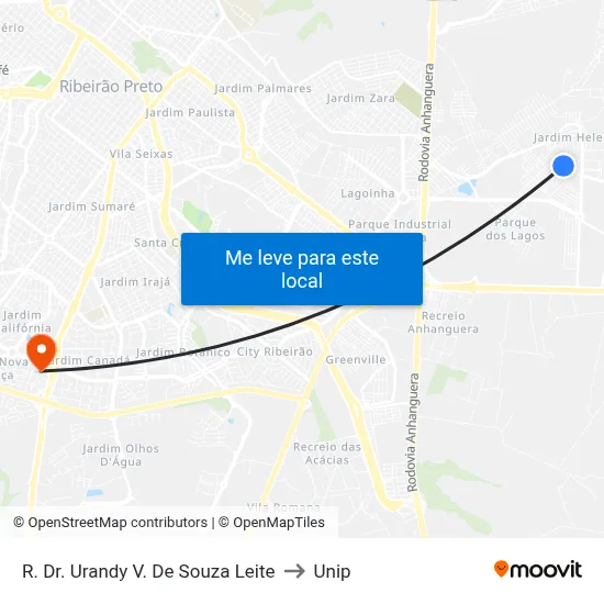 R. Dr. Urandy V. De Souza Leite to Unip map