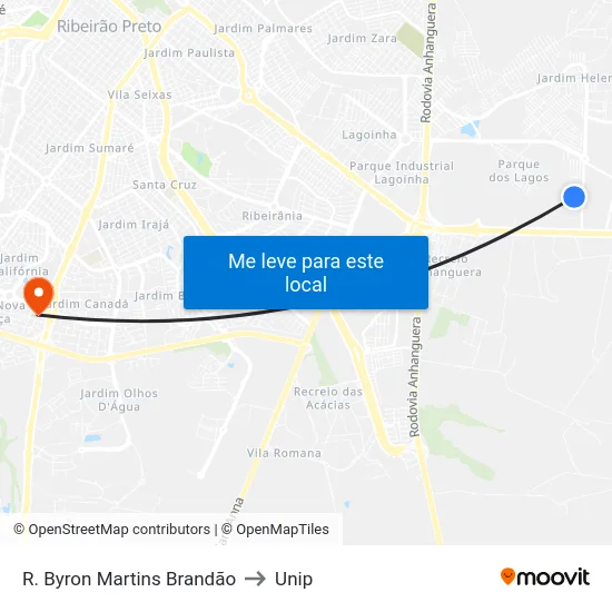 R. Byron Martins Brandão to Unip map