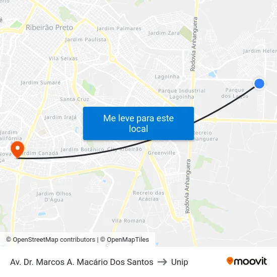 Av. Dr. Marcos A. Macário Dos Santos to Unip map