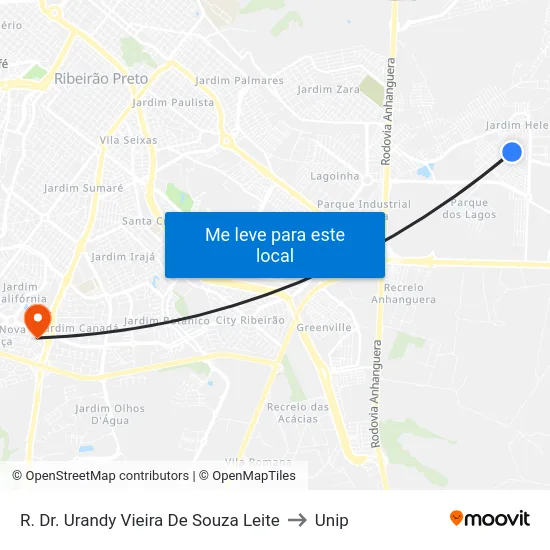 R. Dr. Urandy Vieira De Souza Leite to Unip map