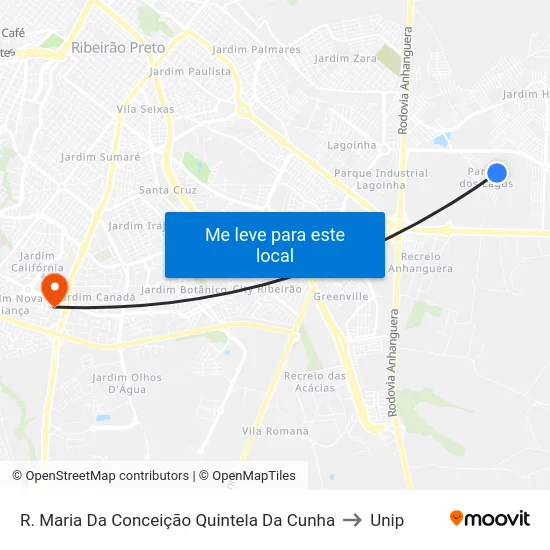 R. Maria Da Conceição Quintela Da Cunha to Unip map